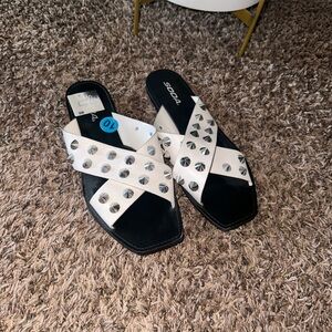Soda Black and White Sandals Chic Design